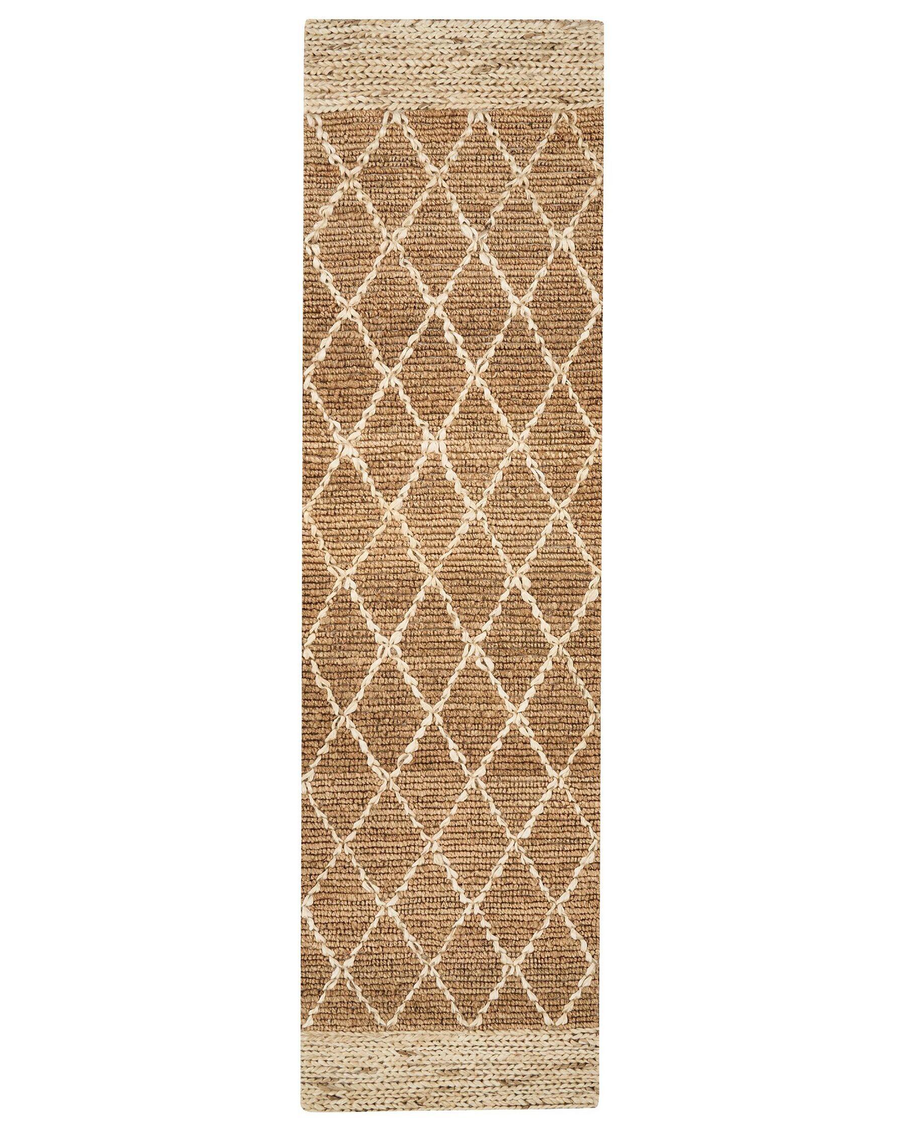 Teppich Jute beige 80 x 300 cm geometrisches Muster Kurzflor ZORAVA_886272