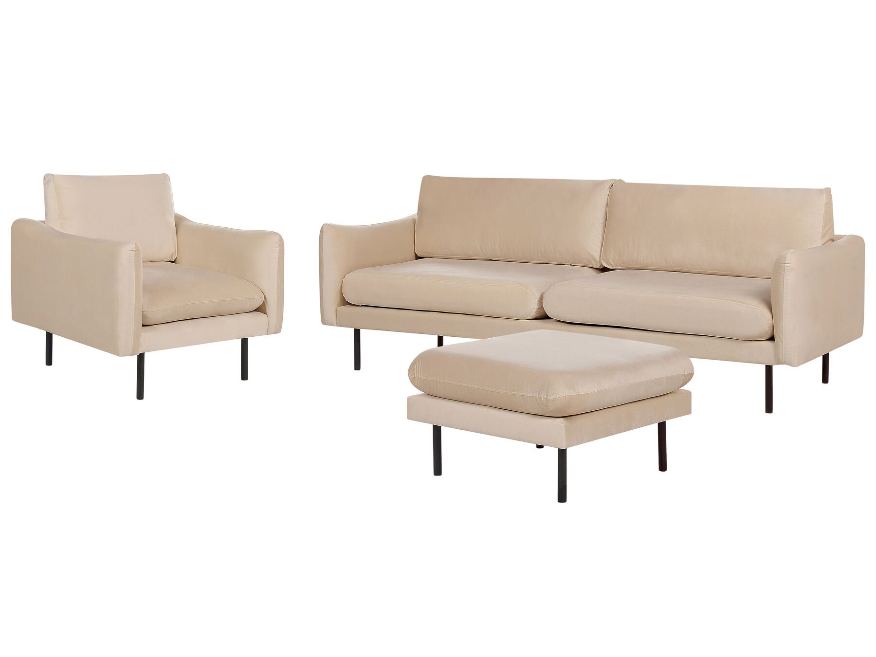 Sofa Set Samtstoff beige 4-Sitzer mit Ottomane VINTERBRO_897444