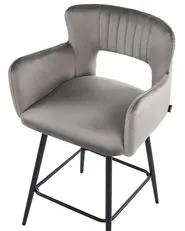 Set of 2 Bar Chairs SANILAC Velvet Light Grey_1063713