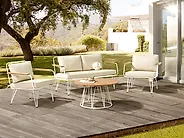 Garden Lounge Set with Table 4 Seater MONTESILVANO Metal Light Beige_1180231