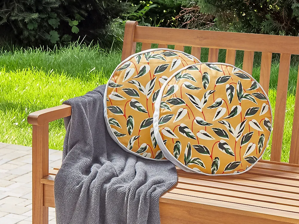 Set of 2 Outdoor Cushions TAGGIA Plant Pattern 40 x 40 cm Yellow_1183733