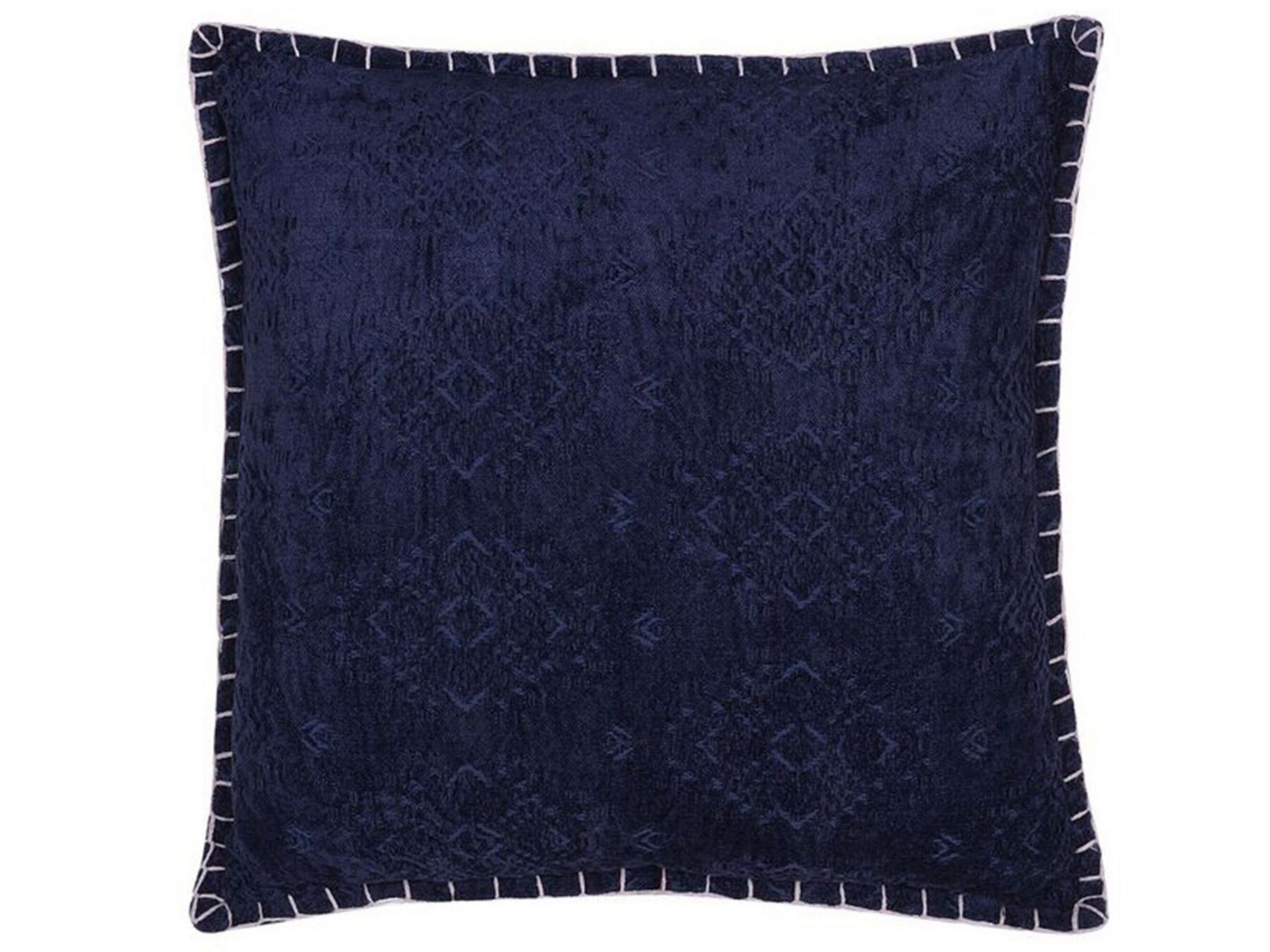 Cuscino cotone e viscosa motivo in rilievo blu scuro 45 x 45 cm MELUR_755093