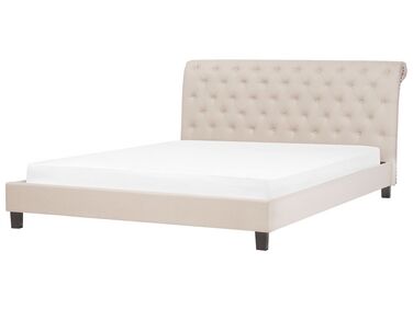 Luxusní béžová čalouněná prošívaná postel Chesterfield 180x200 cm REIMS