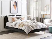 Bed Velvet FLAYAT 160 x 200 cm (EU King Size) Black_834071