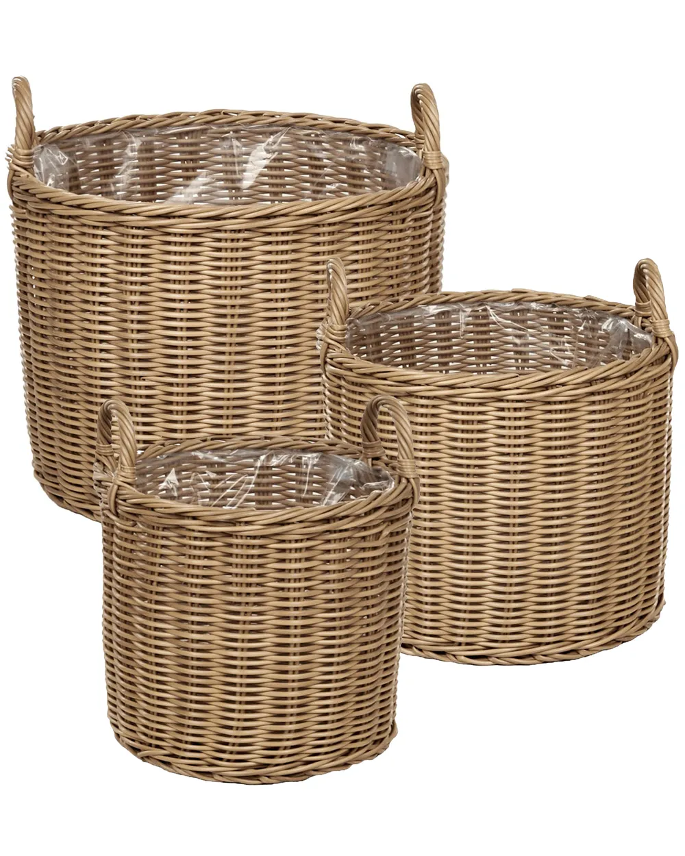 Zestaw 3 koszy na kwiaty PENDULA 33/37/45 cm Technorattan Naturalny