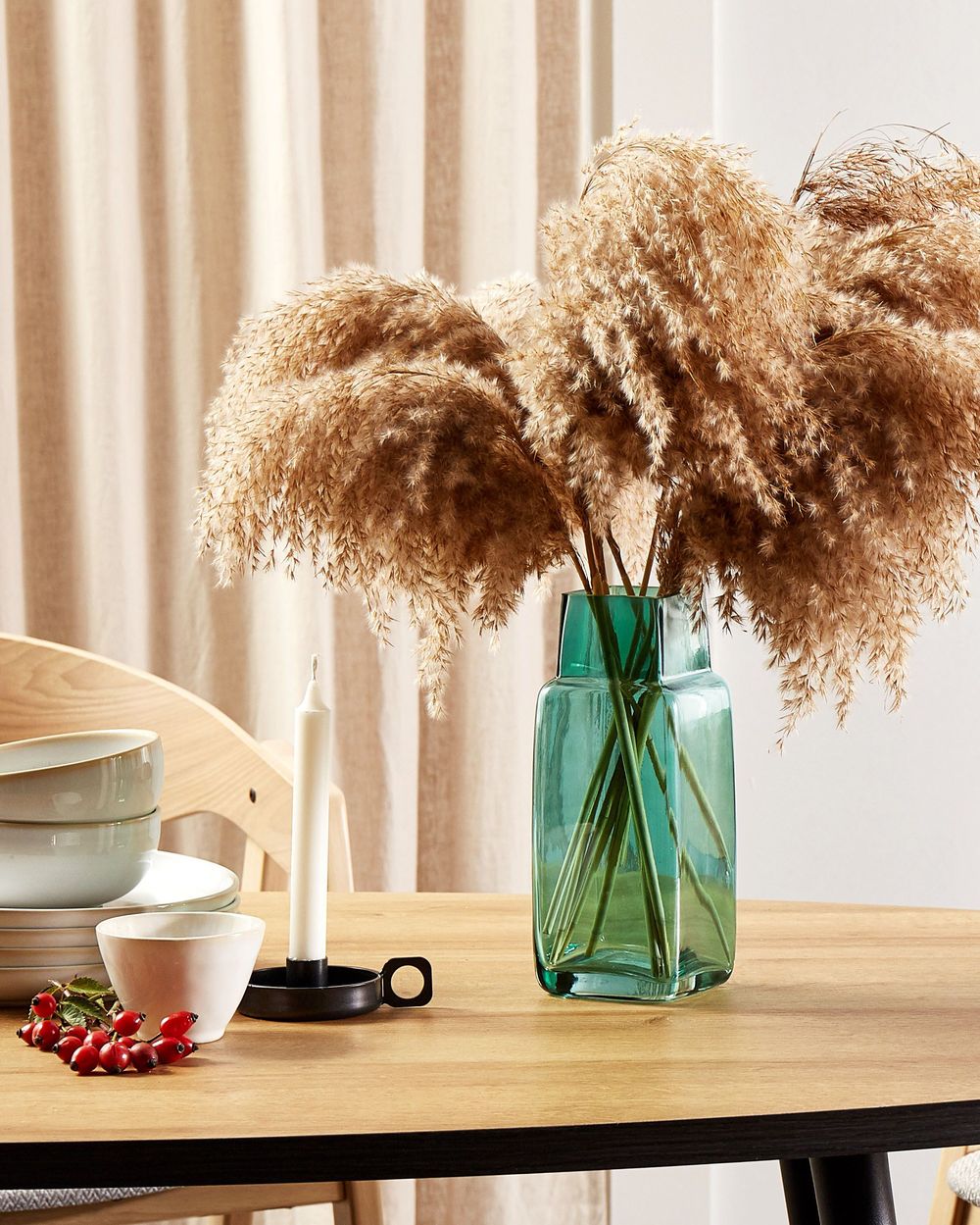 Blomstervase MERBAKA 26 cm Glas Smaragdgrøn