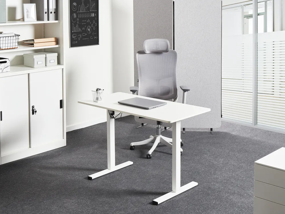 Biurko regulowane elektrycznie TAVARES 120 cm 60 cm Biały_975819