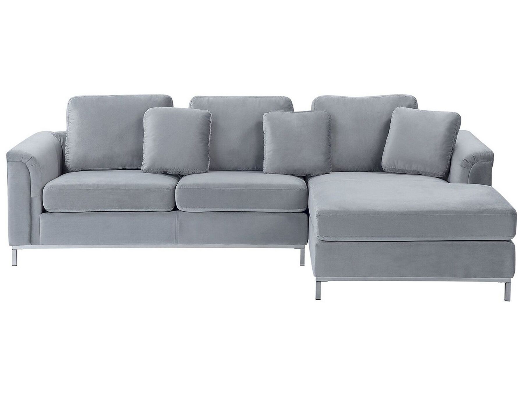 Left Hand Velvet Corner Sofa Light Grey OSLO_747194