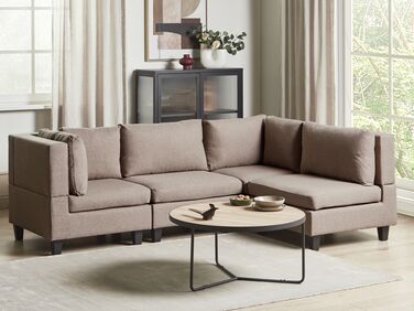 4-seters venstrevendt modulær sofa stoff Brun UNSTAD