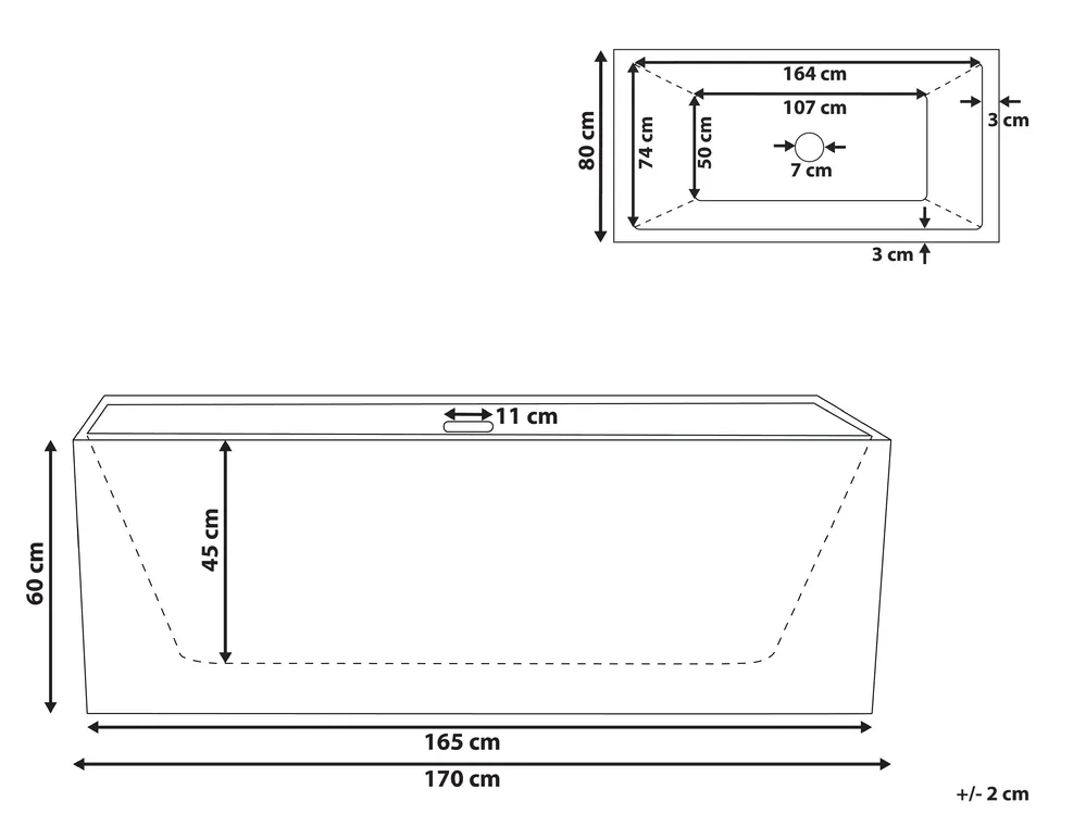 Freestanding Bathtub RIOS 1700 x 800 mm Red_814948