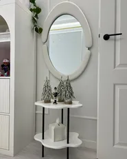 Lustro ścienne MASSAY 53 cm 90 cm Welur Biały_967786