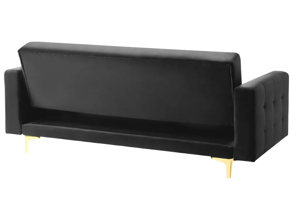 Sofa Bed 3 Seater ABERDEEN Velvet Black_855964