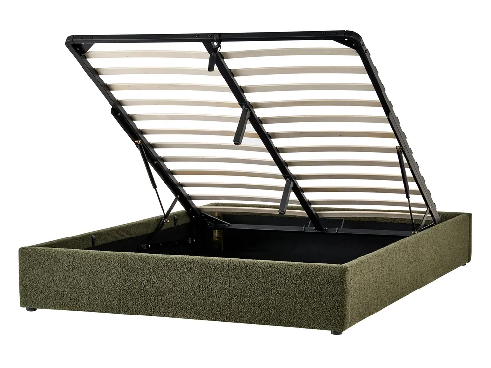 Ottoman Bed without Headboard DINAN Boucle Dark Green 140 x 200 cm (EU Double)_992118