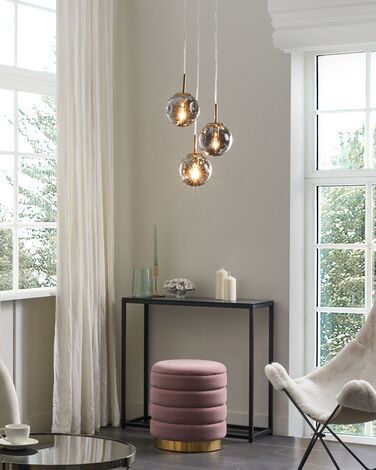 3 Light Glass Pendant Lamp Transparent and Brass RALFES