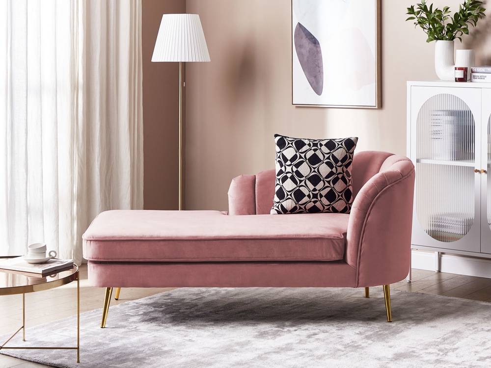Right Hand Velvet Chaise Lounge Pink ALLIER Beliani.es