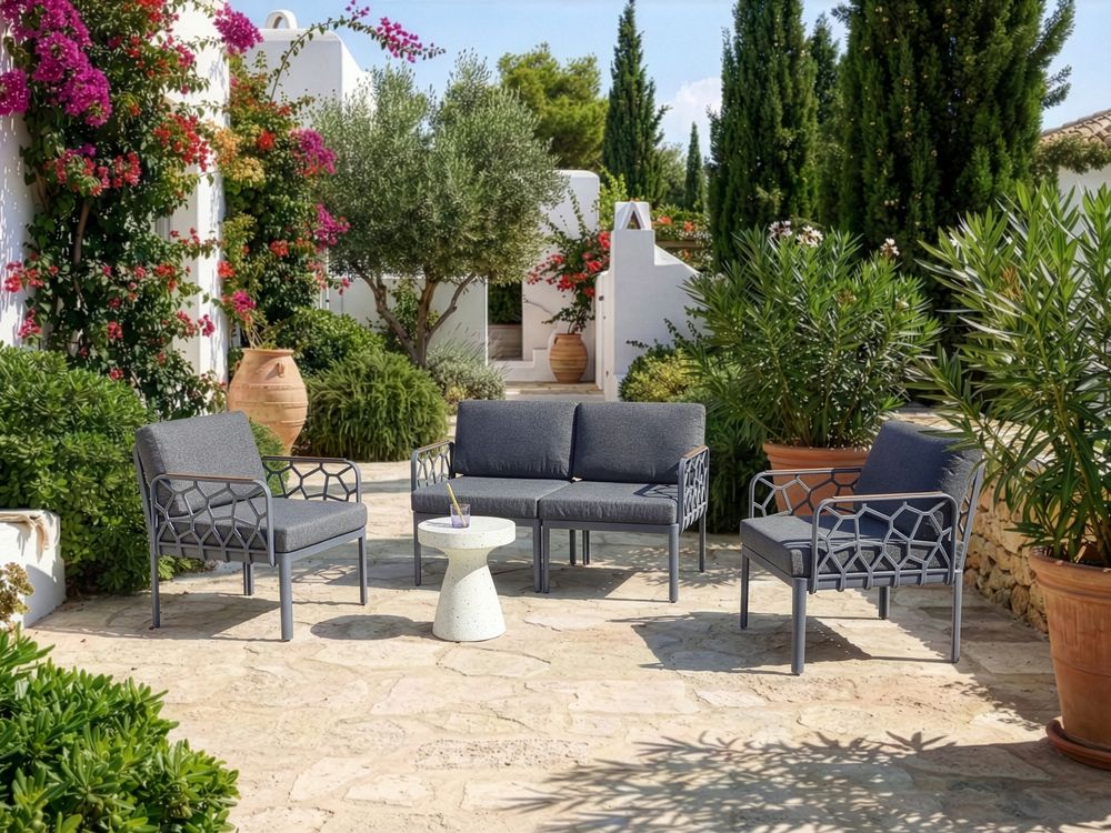 Set di divani da giardino 4 posti ERICHE Grigio scuro