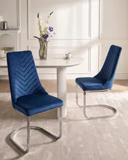 Set di 2 sedie da pranzo ALTOONA Velluto Blu marino_1136340