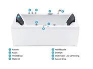 Hoek bubbelbad met LED VARADERO 183 x 90 cm Wit rechtszijdig_787091