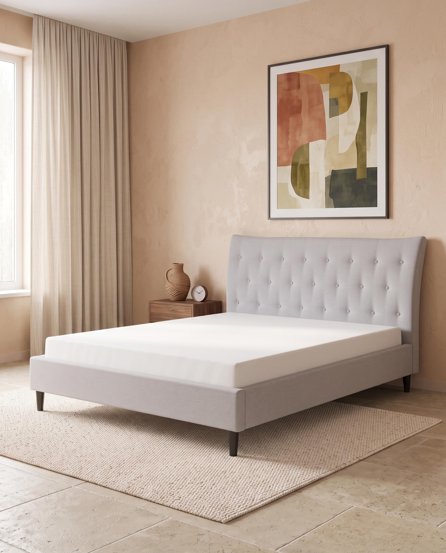 Bett mit Lattenrost Stoff SAVERNE 160 x 200 cm Hellgrau_1182312