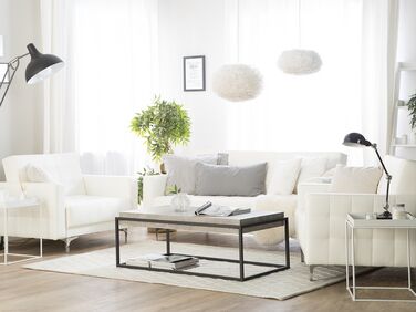 Modular Faux Leather Living Room Set White ABERDEEN