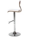 Bar Stool Dark Wood Faux Leather White PETERSBURG_713007