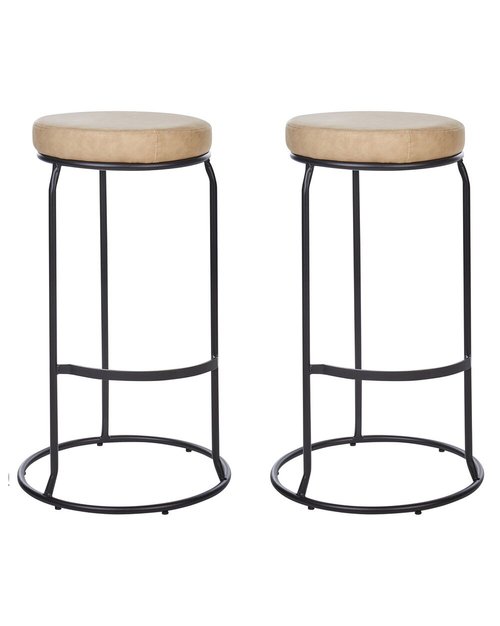 Set of 2 Bar Stools MILROY Faux Leather Beige