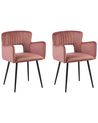 Set of 2 Dining Chairs SANILAC Velvet Pastel Pink