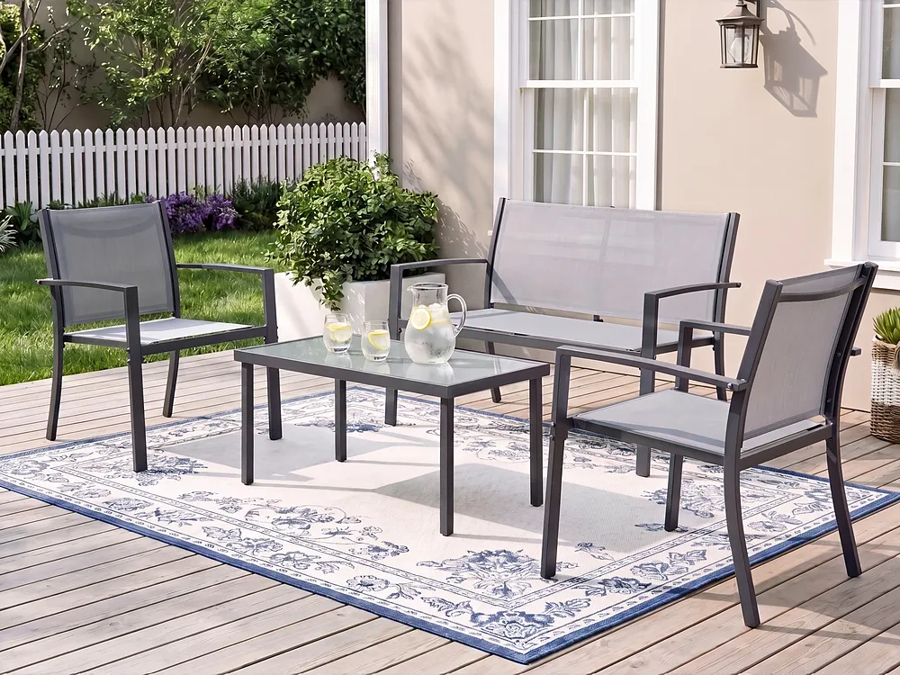 Set da giardino con tavolo 4 posti TAVOLETO Metallo Grigio_1154567