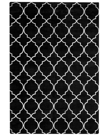 Tapis en viscose noire au motif marocain argenté 160 x 230 cm YELKI 