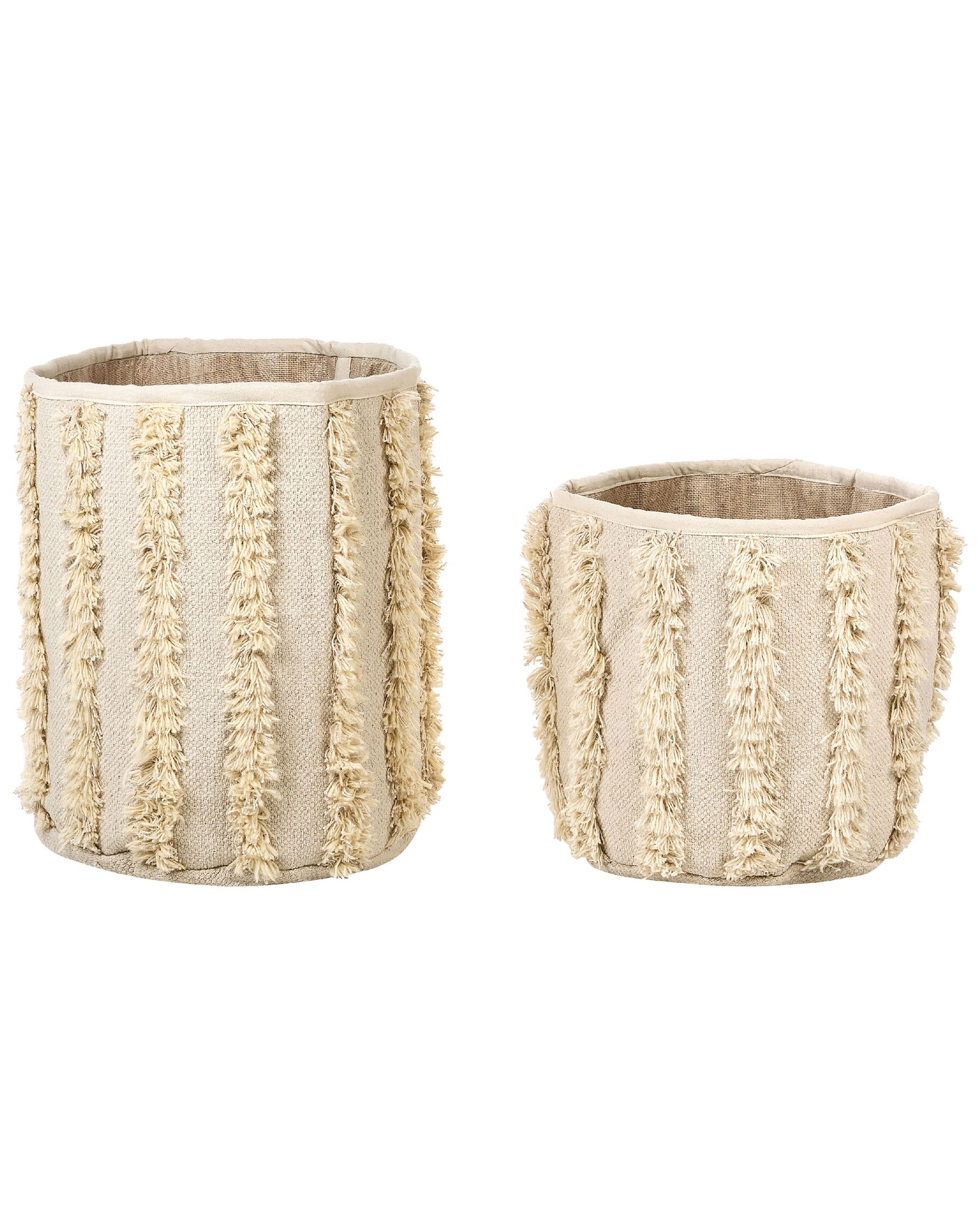 Set of 2 Cotton Baskets Beige KAKKI_846390