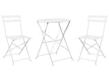 Salon de jardin bistrot table et 2 chaises en acier blanc FIORI