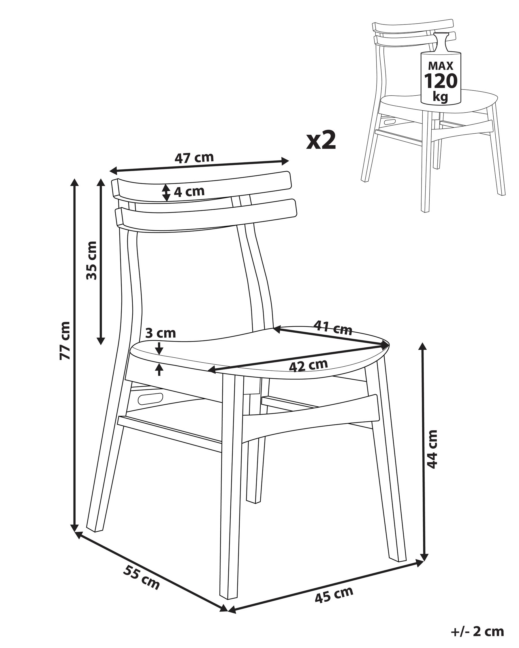 Set of 2 Dining Chairs CYNTHIANA Wood Light Brown/ Grey_952370
