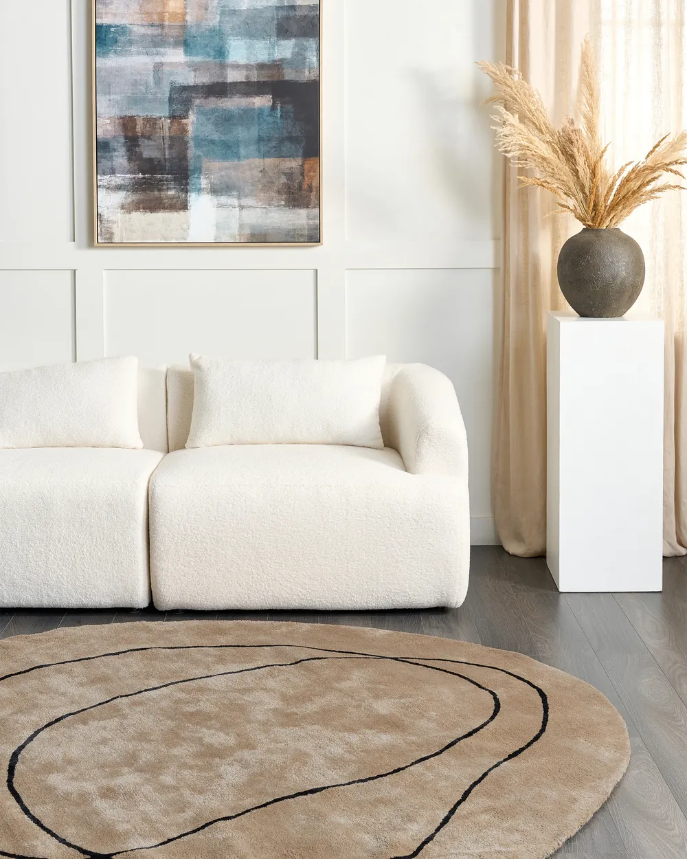 Teppich DIGRI Beige ø 200 cm Viskose