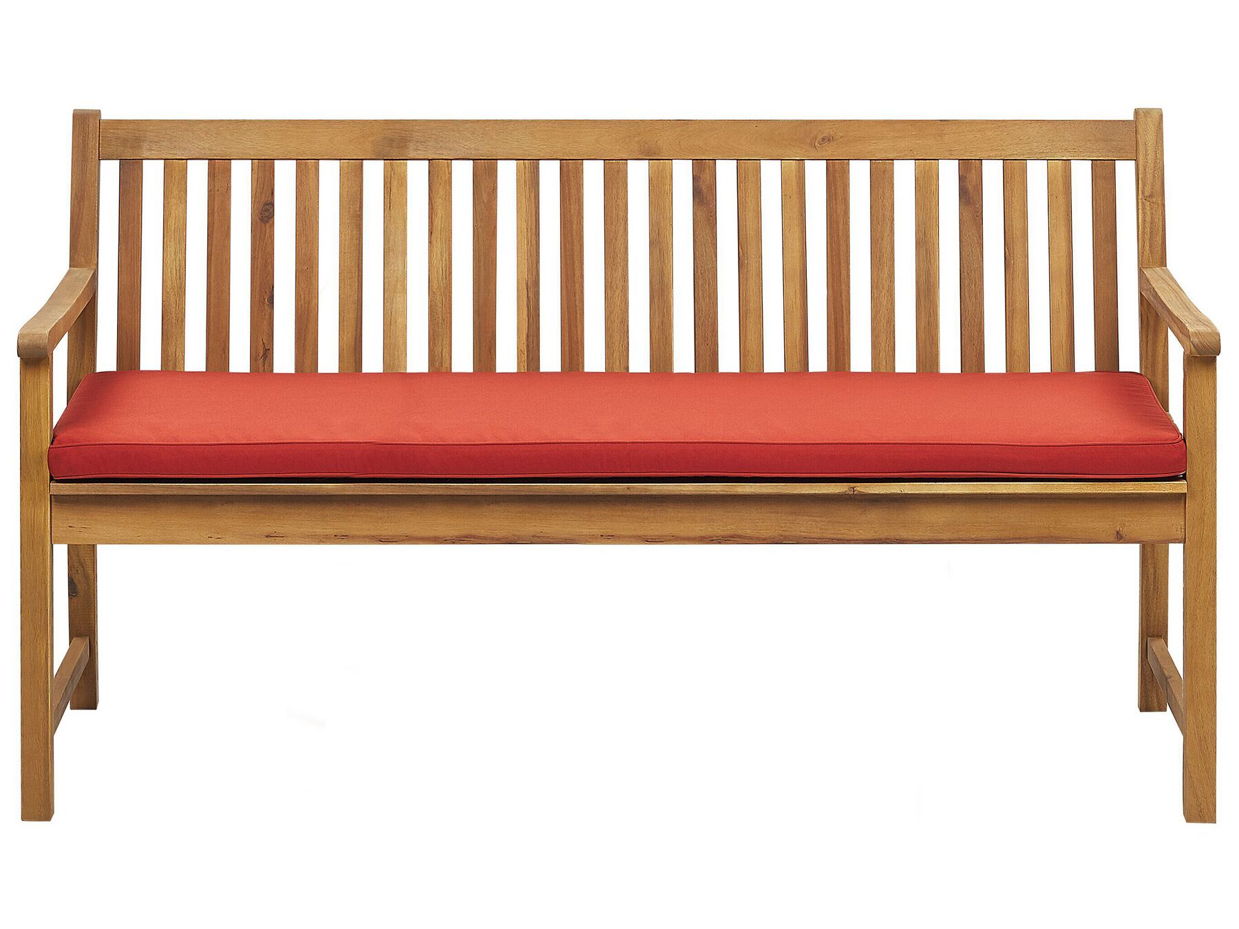 Ławka ogrodowa z certyfikowanego drewna 160 cm z poduszką czerwoną VIVARA_774802