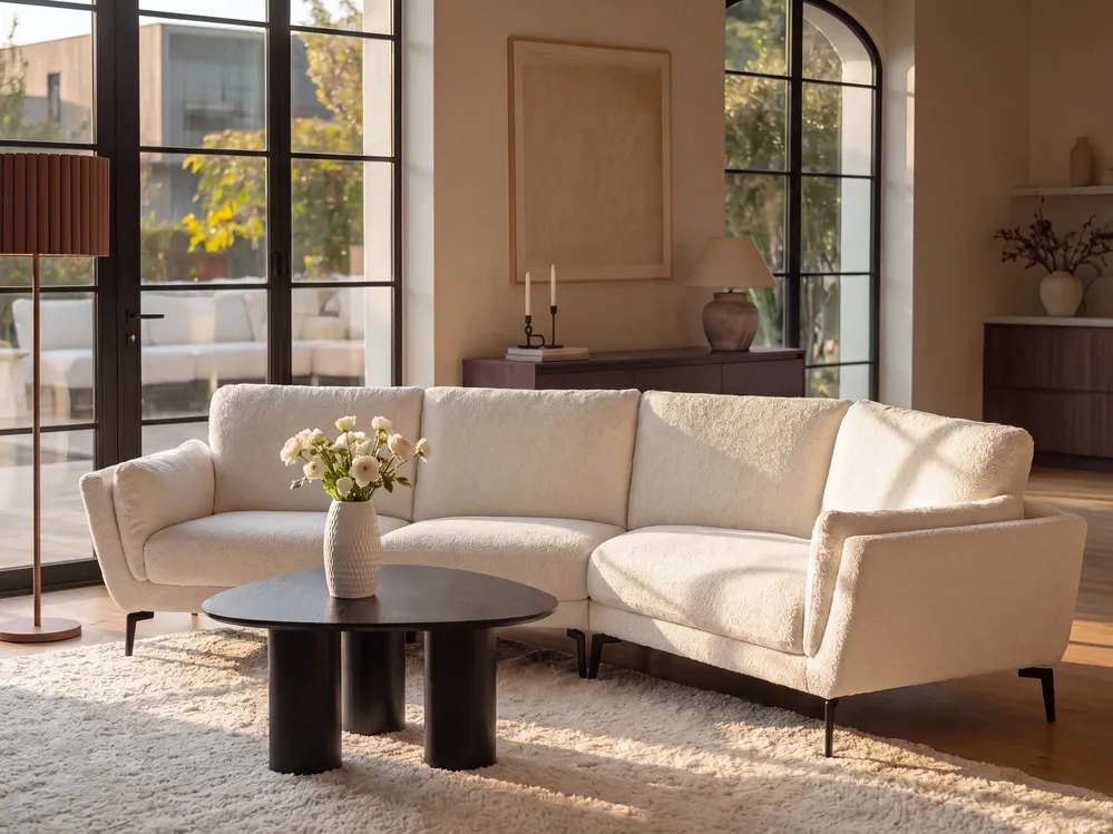 Sofa dla 3 osób KANSSELI Boucle Biały
