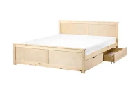 Bed with 2 Drawers DAUPHIN Pine Wood Light Brown 160 x 200 cm (EU King Size)_1059870