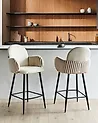 Conjunto de 2 sillas de bar AMITY Tela Beige claro