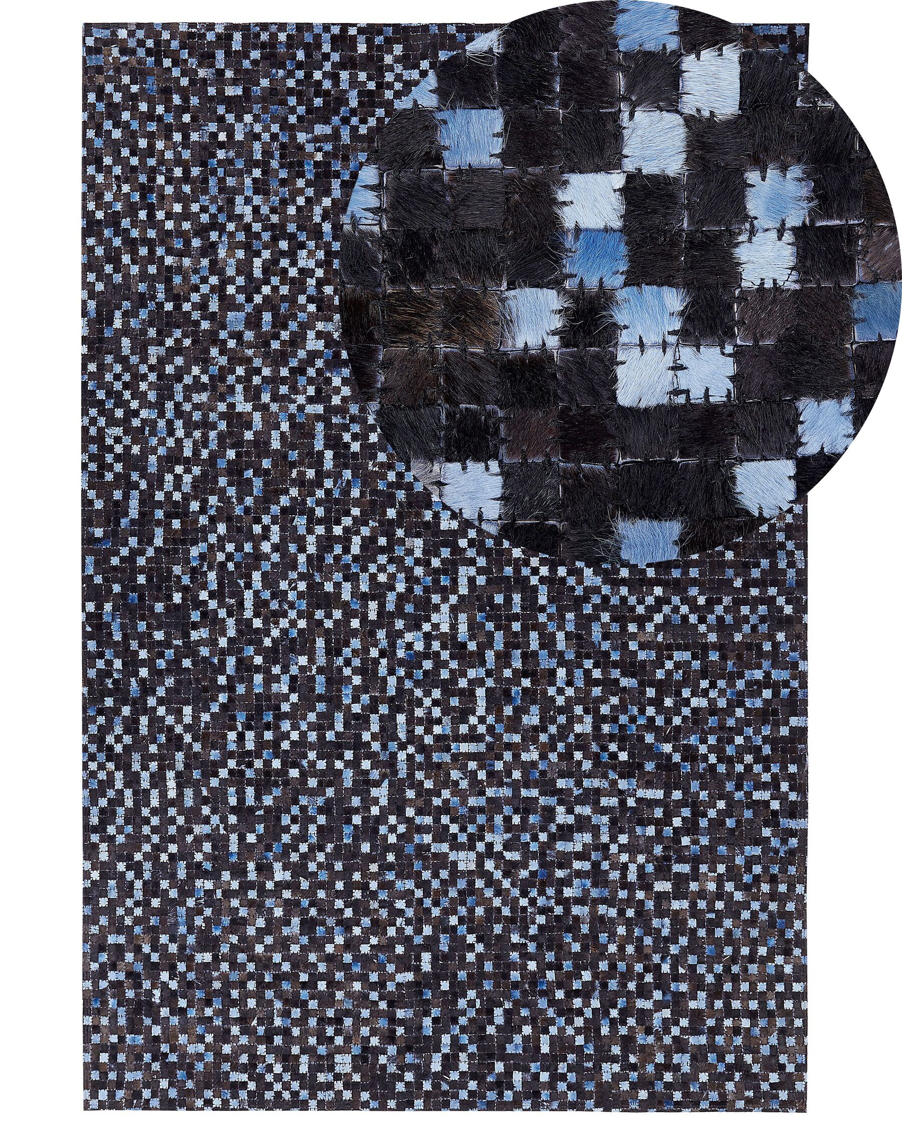 Tapis en cuir patchwork marron et bleu 160 x 230 cm IKISU_764707