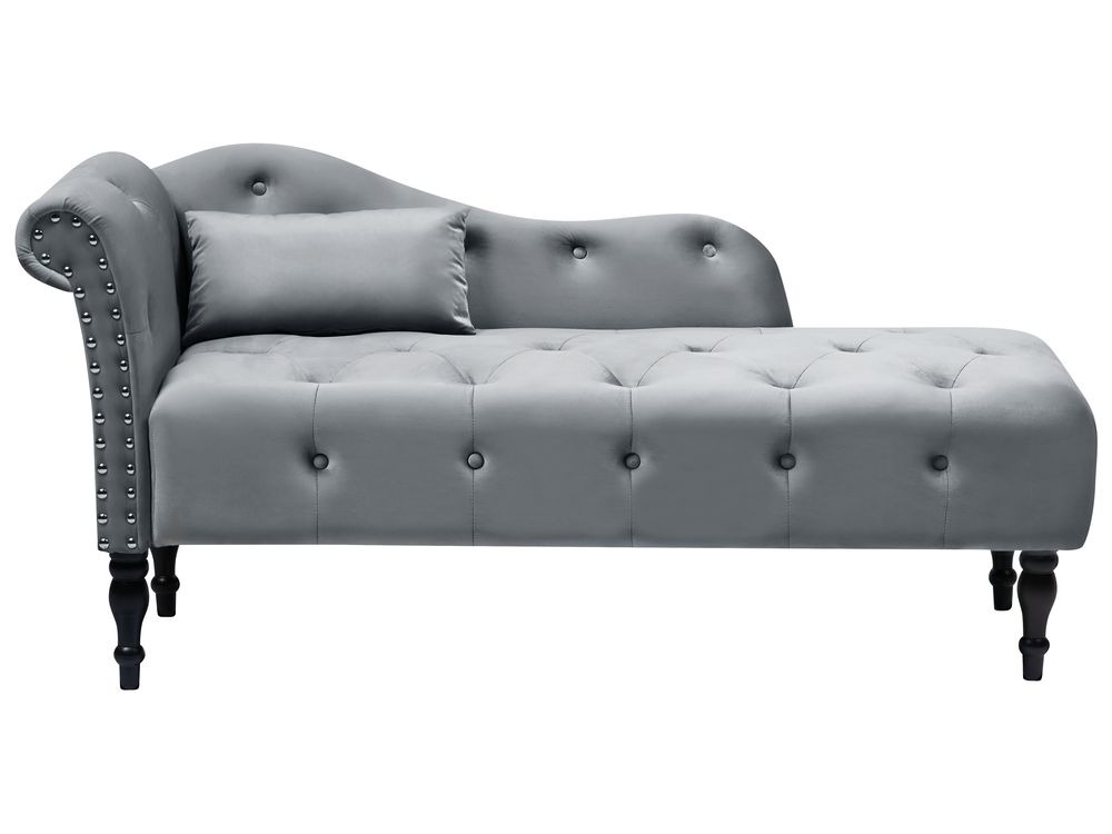 Left Hand Velvet Chaise Lounge Grey IVRY Beliani.cz