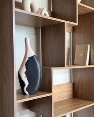Decorative Vase LAGOS 40 cm Mango Wood Black/ Beige_1153756