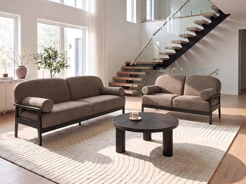 Sofa dla 2 osób PILARNE Brązowy_1159526