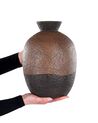 Terakotová dekoračná váza 30 cm hnedo-čierna AULIDA_850391