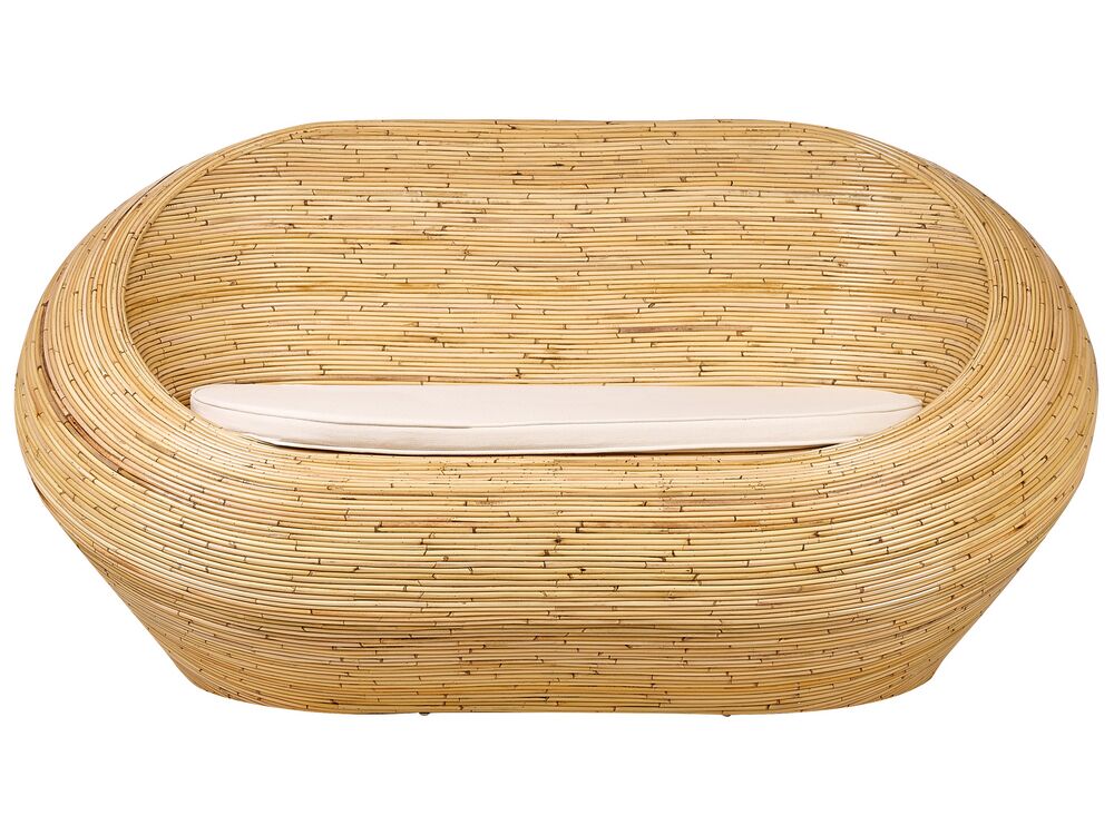 2 Seater Garden Rattan Sofa Natural MAIORI Beliani