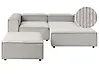 Canapé d'angle modulable 2 places ARDAL avec ottoman Velours côtelé Taupe Côté gauche