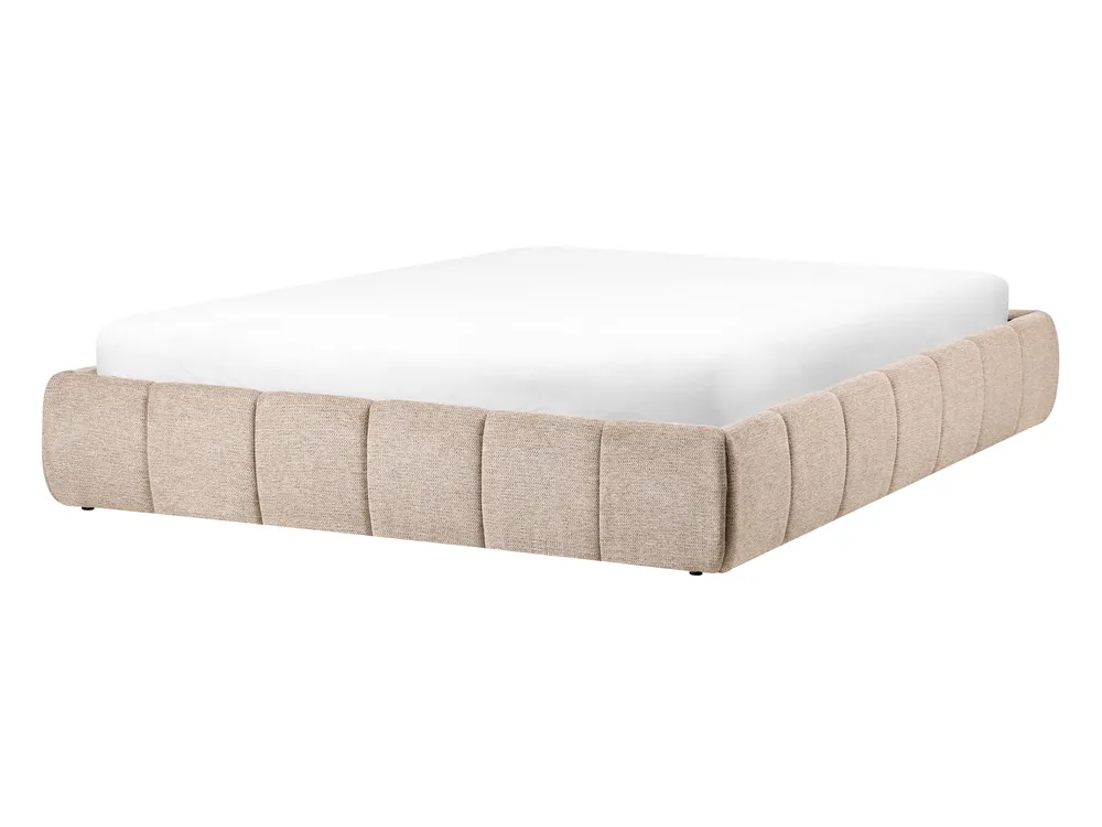 Ottoman Bed without Headboard GENAS Fabric Beige 140 x 200 cm (EU Double)_1070246