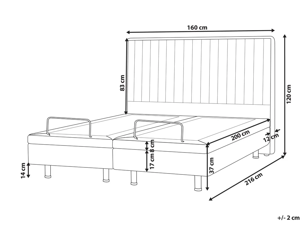 Verstelbaar bed Bouclé DUKE II 160 x 200 cm Gebroken wit_1026089