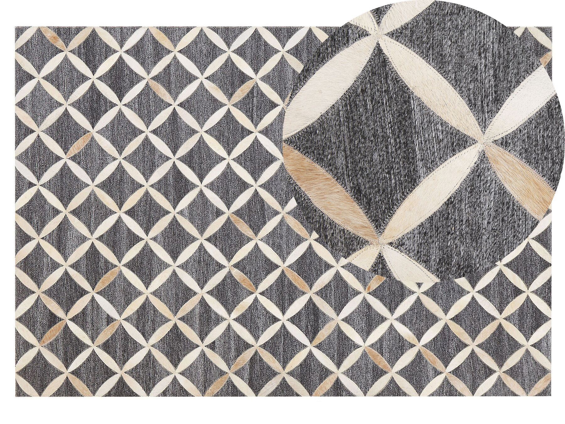 Kožený koberec 140 x 200 cm šedobéžový GENC_780635