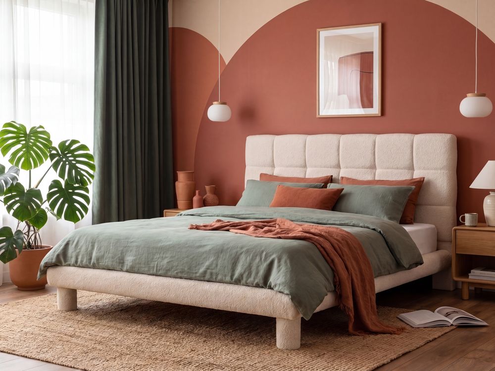 Bett mit Lattenrost Bouclé CRESSAT 160 x 200 cm Cremeweiß
