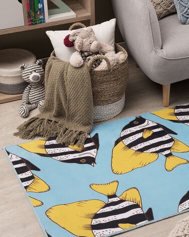 Area Rug Fish Print 80 x 140 cm Blue FIZME