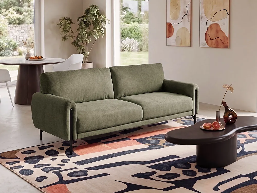 Sofa 3-Sitzer SKARO Chenillegewebe Grün_1156681